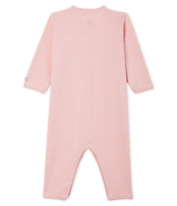 Pijama sin pies de punto para beb&eacute; ni&ntilde;a rosa/blanco