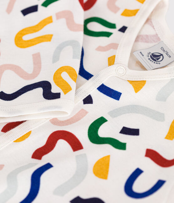 Pijama sin pies con estampado fosforescente de algodón para bebé blanco MARSHMALLOW/blanco MULTICO