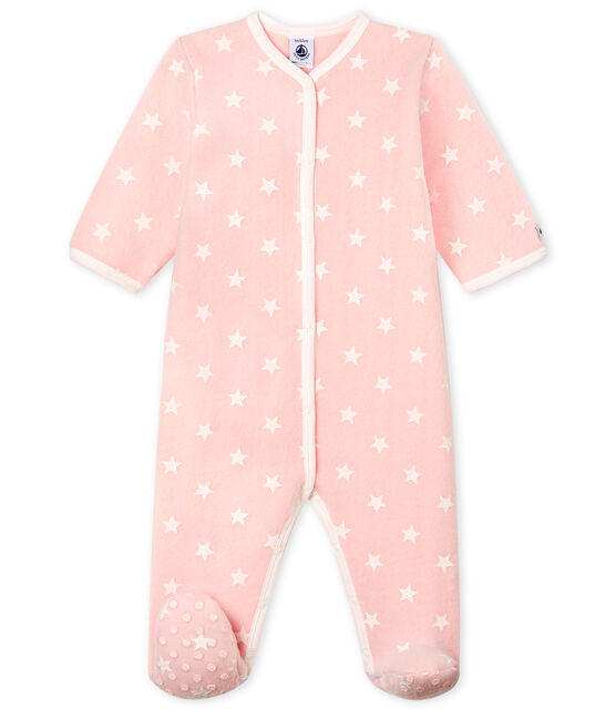 Sobrepijama de polar para bebé niña rosa MINOIS/blanco MARSHMALLOW