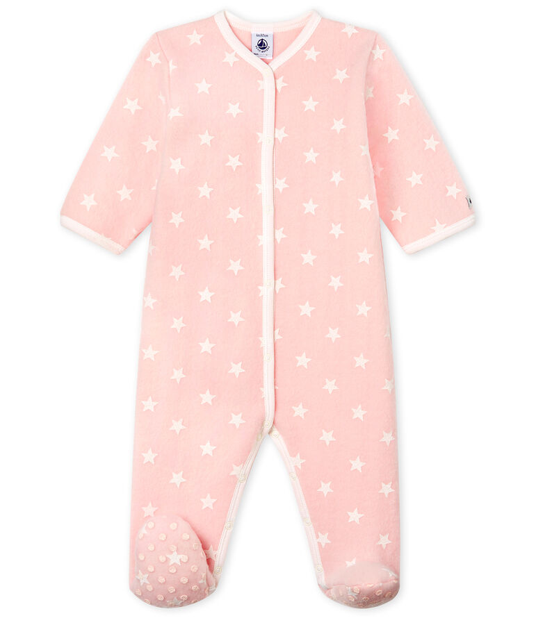 Sobrepijama de polar para beb&eacute; ni&ntilde;a rosa MINOIS/blanco MARSHMALLOW