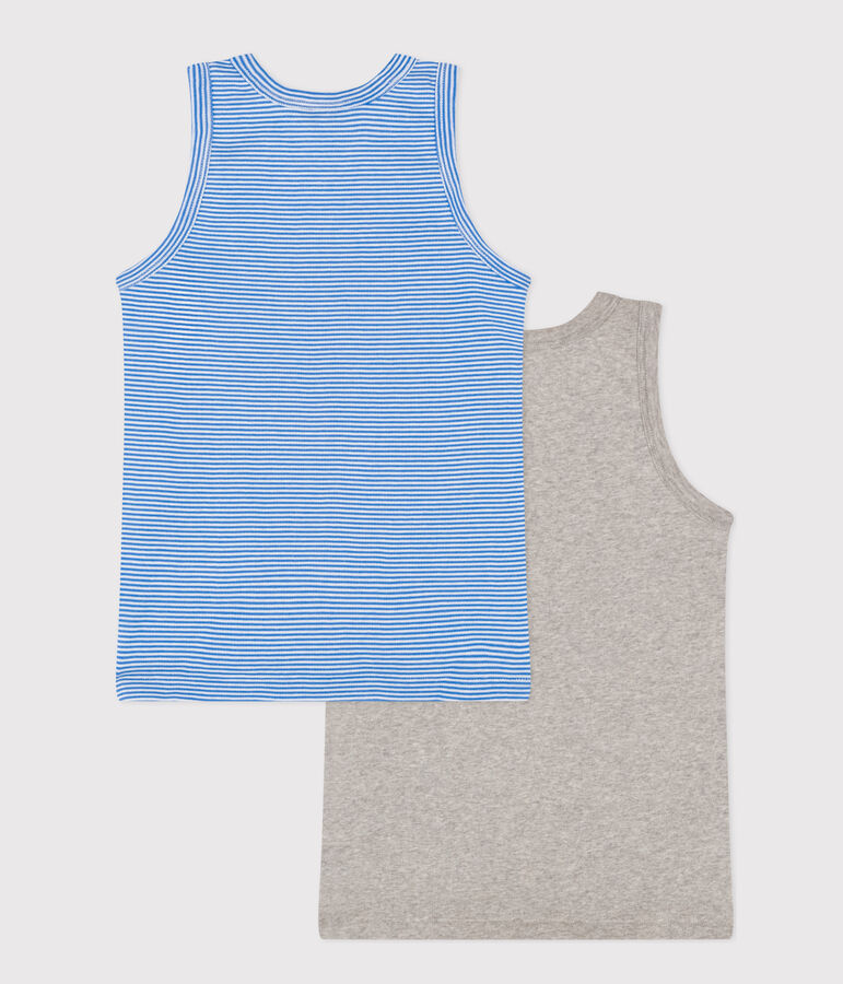 Juego de 2 camisetas infantiles b&aacute;sicas de algod&oacute;n sin mangas variante 1