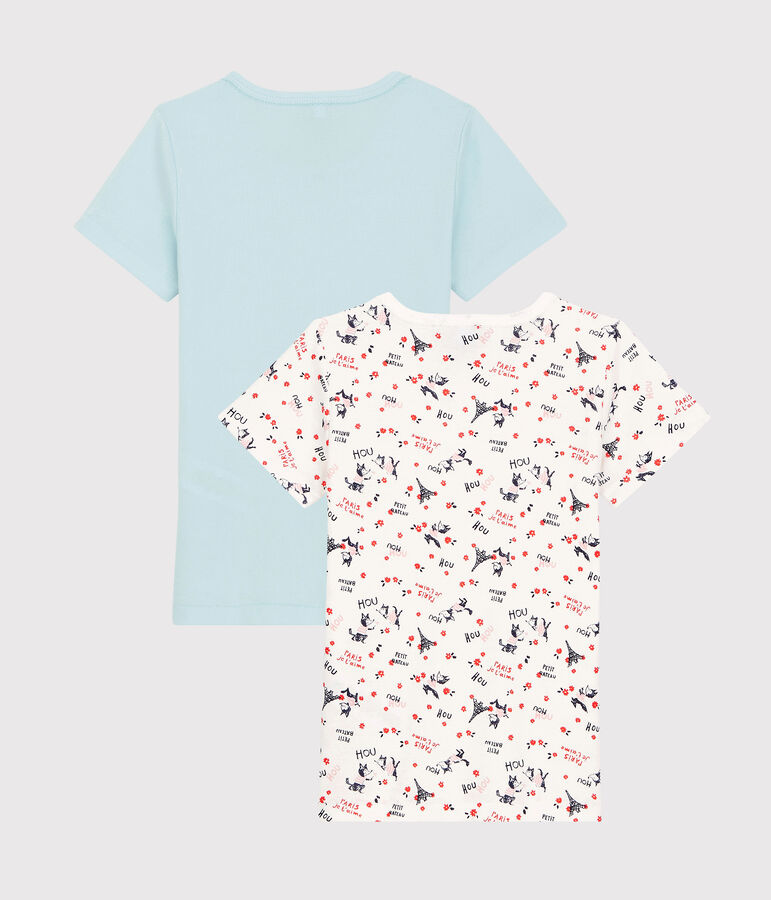 Juego de 2 camisetas de manga corta con estampado de Par&iacute;s de ni&ntilde;a de algod&oacute;n org&aacute;nico multicolor
