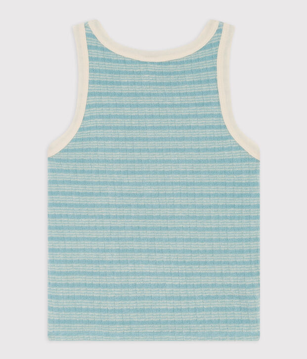 Camiseta de tirantes de rizo para ni&ntilde;a verde/crudo