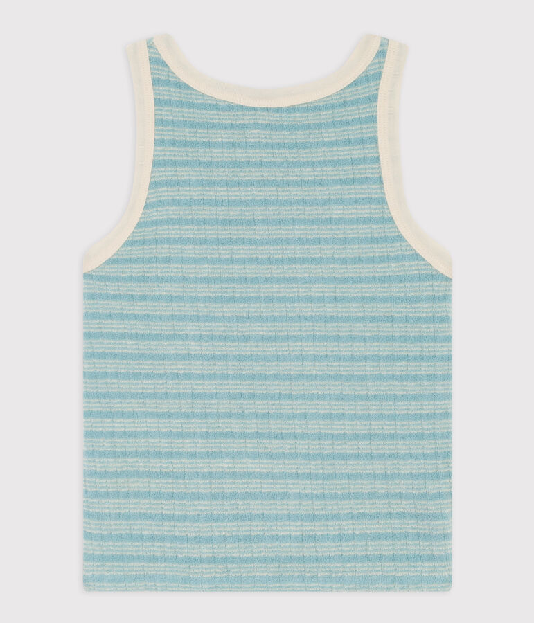 Camiseta de tirantes de rizo para ni&ntilde;a verde/crudo