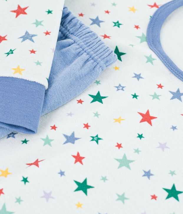 Pijama infantil de terciopelo con estampado de estrellas azul/multicolor