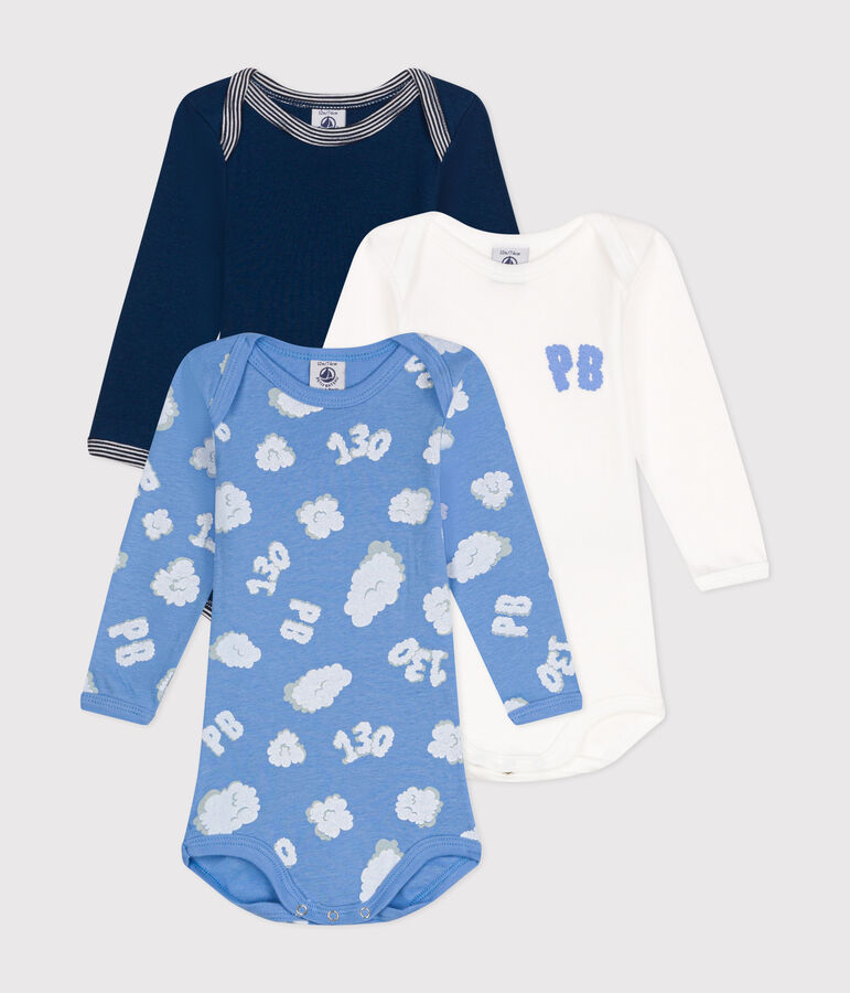 Juego de 3 bodis de beb&eacute; de manga larga de algod&oacute;n multicolor