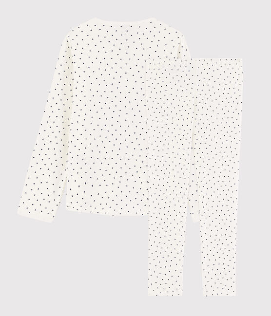 Pijama de corazoncitos de niña de algodón blanco MARSHMALLOW/azul MEDIEVAL