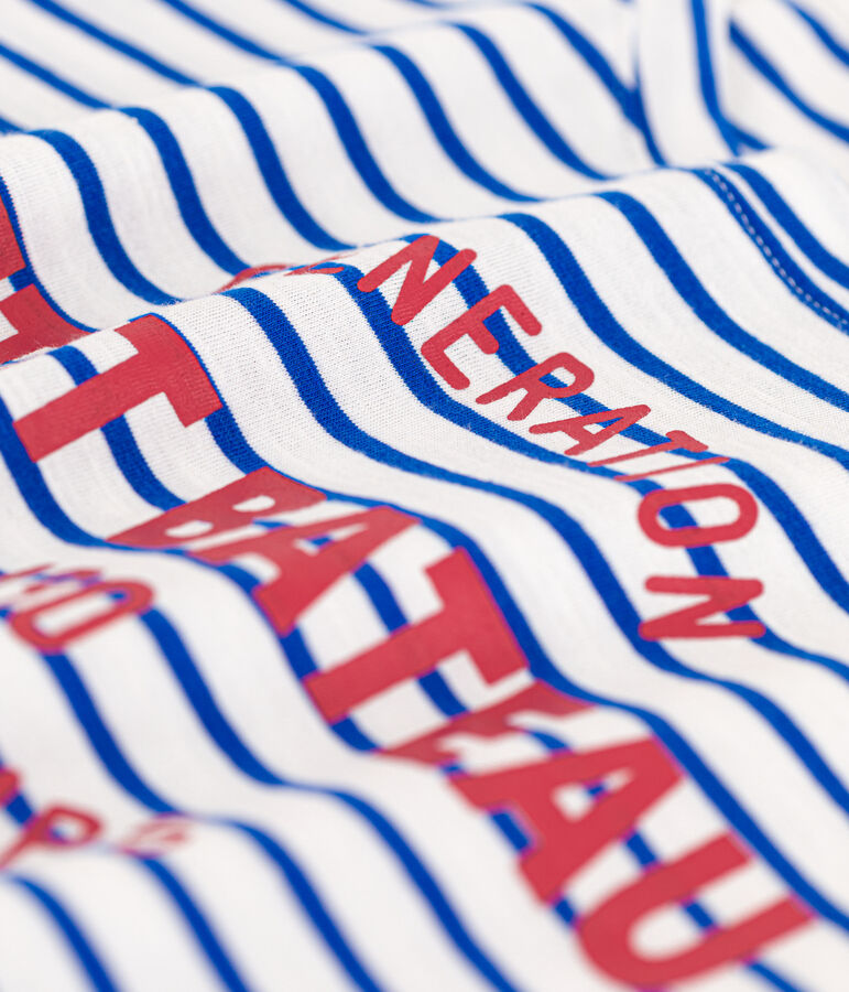 La camiseta RECTA de algod&oacute;n con cuello redondo para mujer blanco/azul