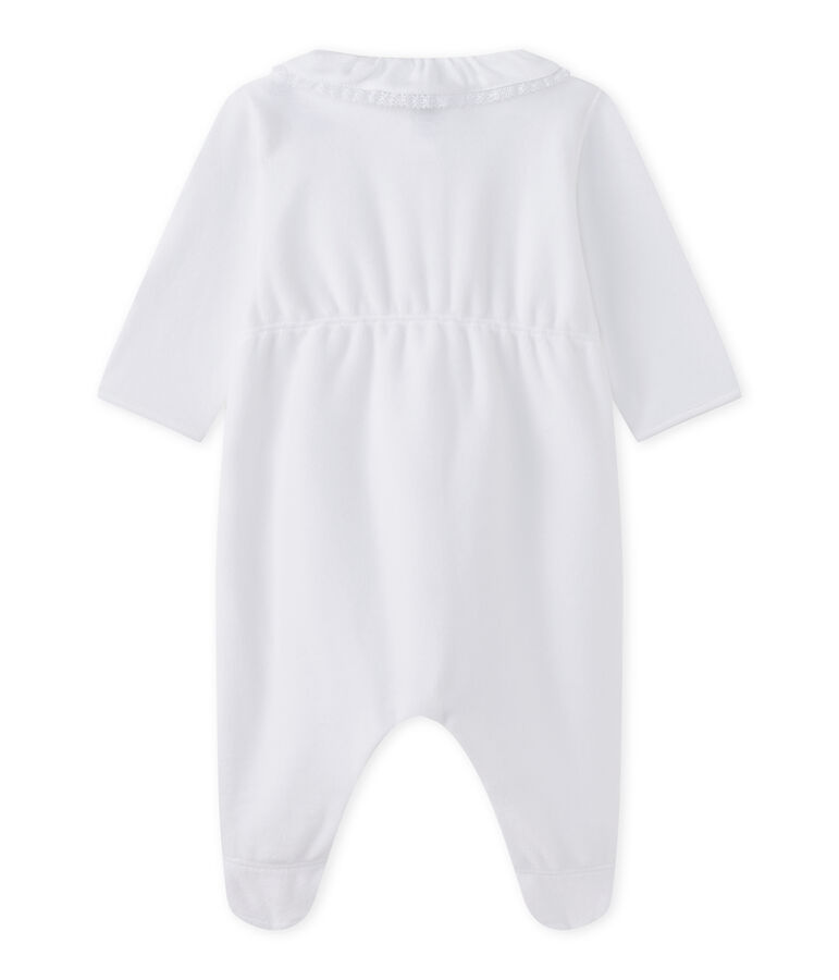 Pijama de terciopelo beb&eacute; ni&ntilde;a blanco