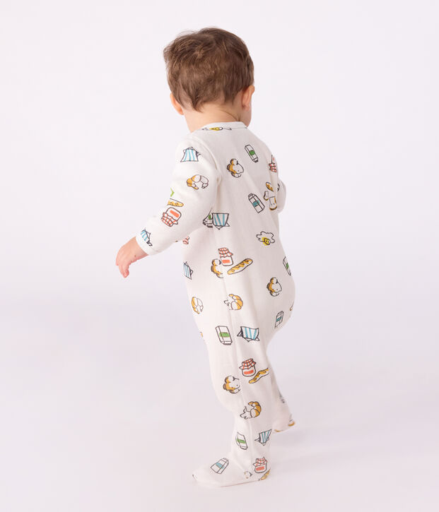 Pijama de t&uacute;bico estampado para beb&eacute; blanco/multicolor