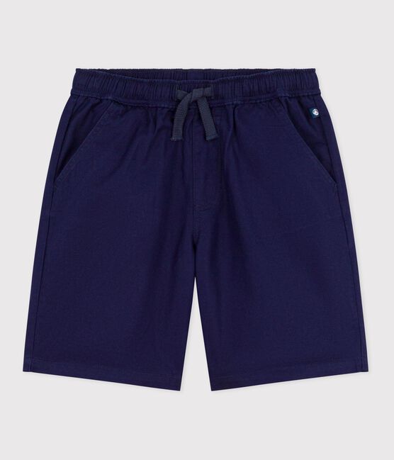 Bermudas cortas infantiles de algodón liso azul SOIR