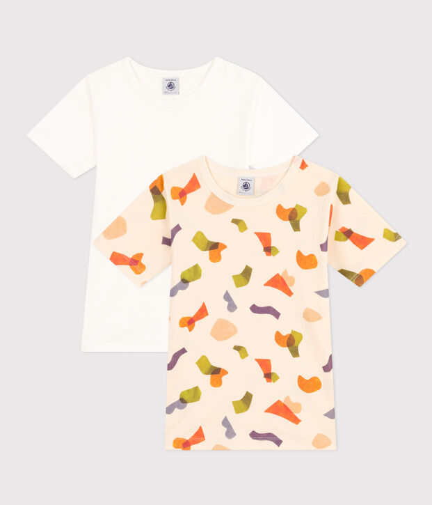 Juego de 2 camisetas infantiles de algod&oacute;n de manga corta multicolor
