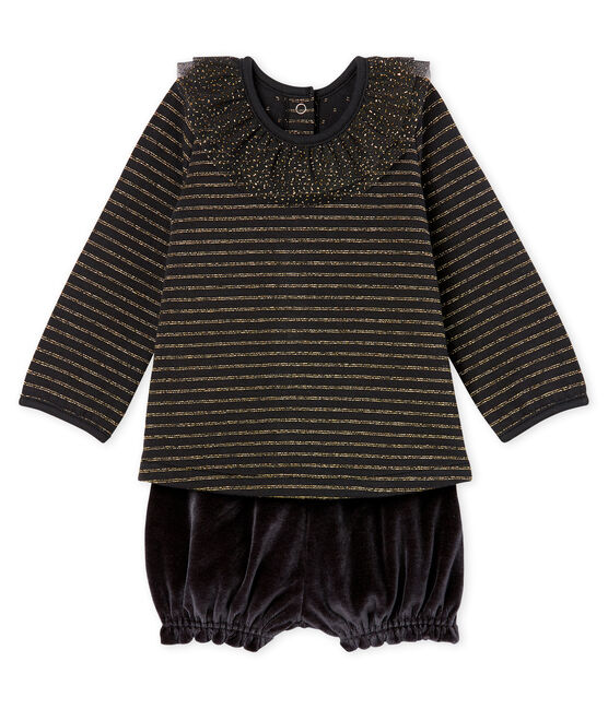 Conjunto 2 piezas para bebé niña negro NOIR/blanco MULTICO