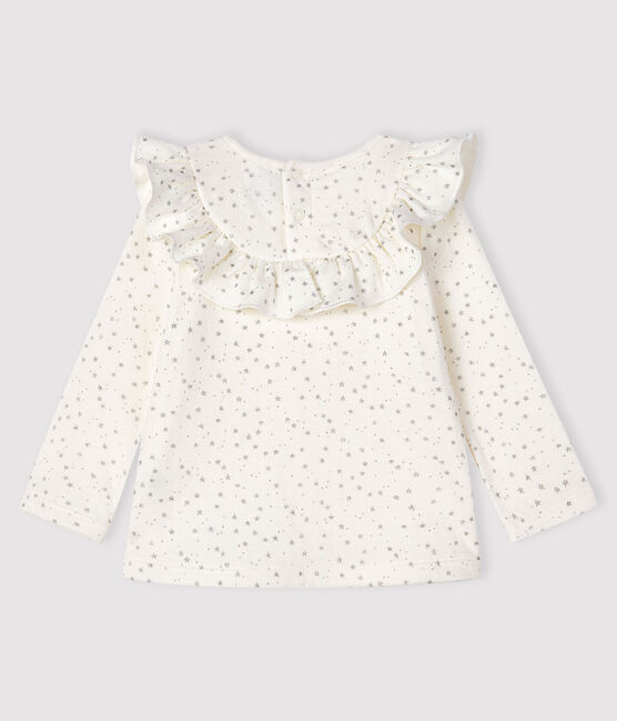 Blusa de manga larga para bebé niña blanco MARSHMALLOW/gris ARGENT
