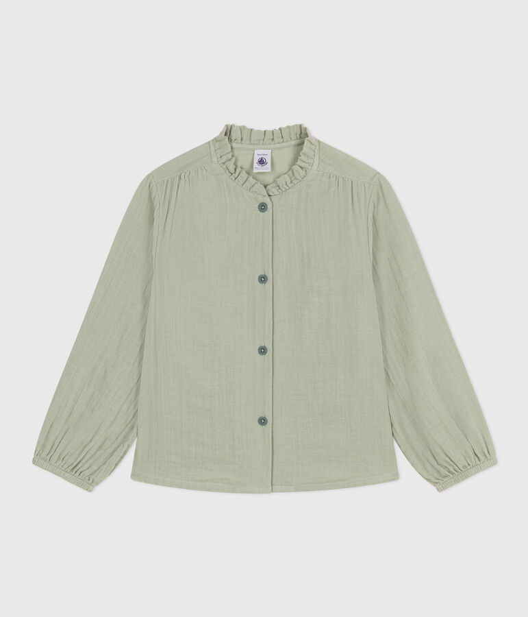 Blusa de gasa de algod&oacute;n para ni&ntilde;a verde