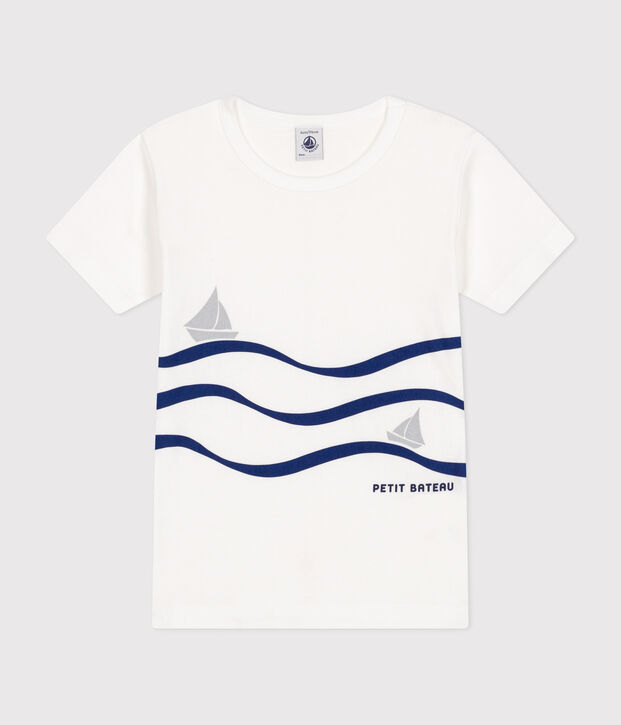 Camiseta infantil de manga corta de algod&oacute;n blanco