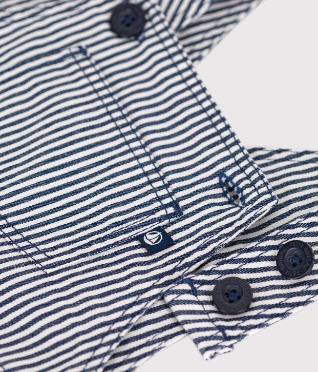 Peto corto de tela para beb&eacute; azul/blanco