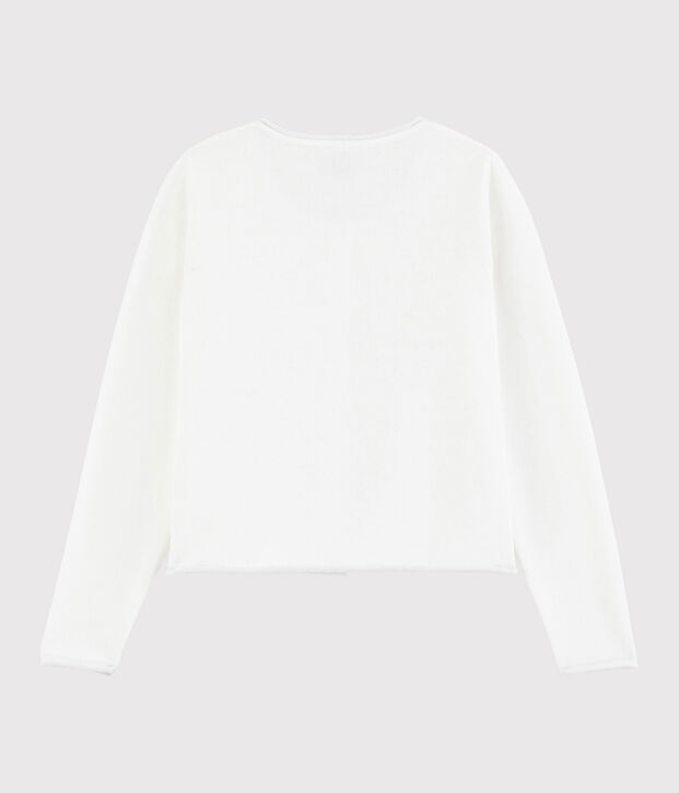 Rebeca de punto de algod&oacute;n de ni&ntilde;a blanco