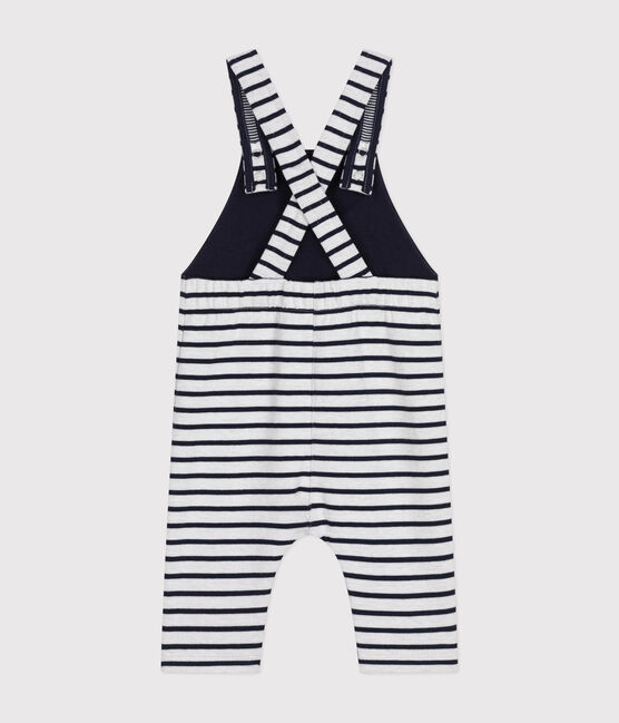 Peto largo de doble jersey a rayas para bebé blanco MARSHMALLOW/azul SMOKING
