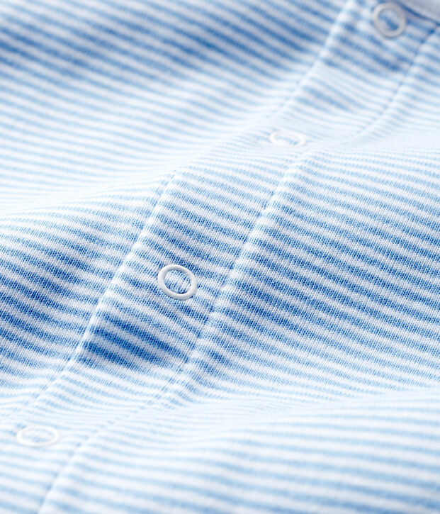 Bodyjama sin pies para beb&eacute; ni&ntilde;a de punto azul/blanco