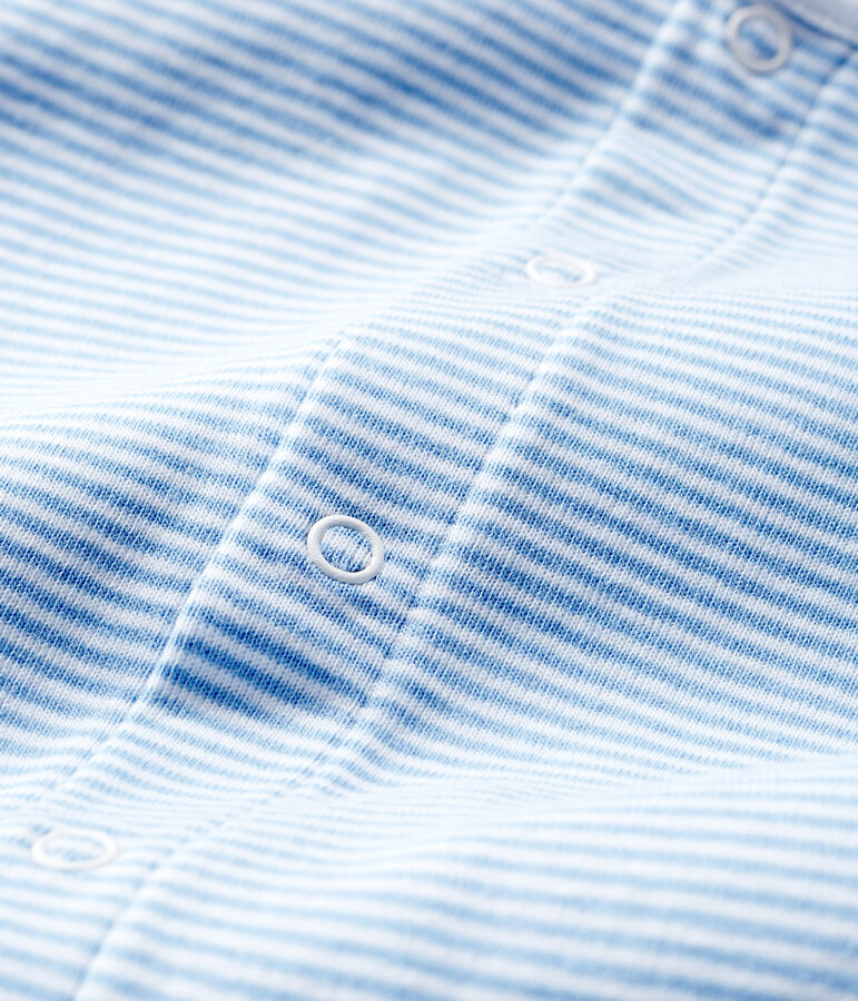 Bodyjama sin pies para beb&eacute; ni&ntilde;a de punto azul/blanco