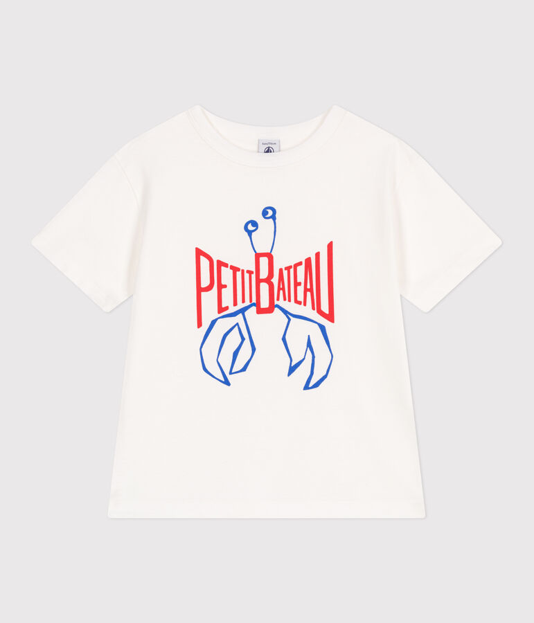 Camiseta infantil de manga corta de algod&oacute;n con estampado blanco MARSHMALLOW