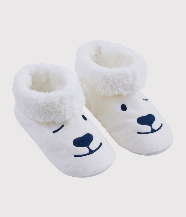 Patucos infantiles de osito de polar blanco