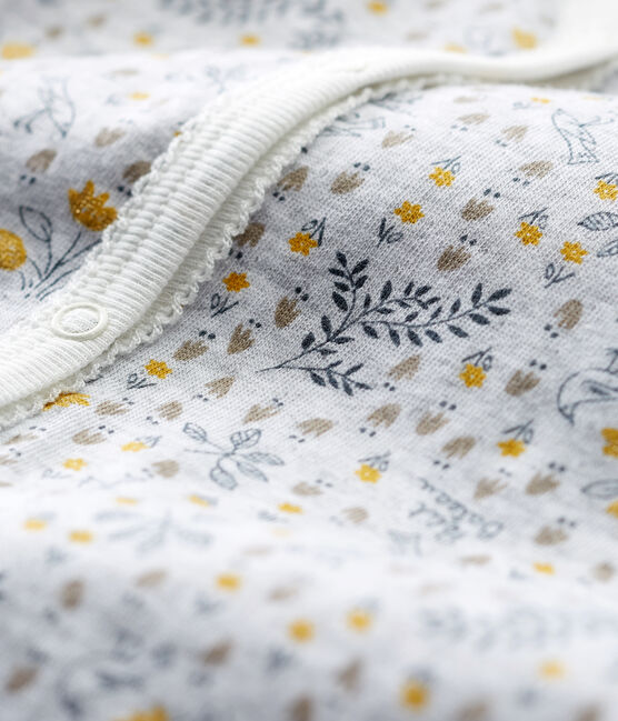 Pijama de bebé sin pies en punto suave para niña gris POUSSIERE/blanco MULTICO