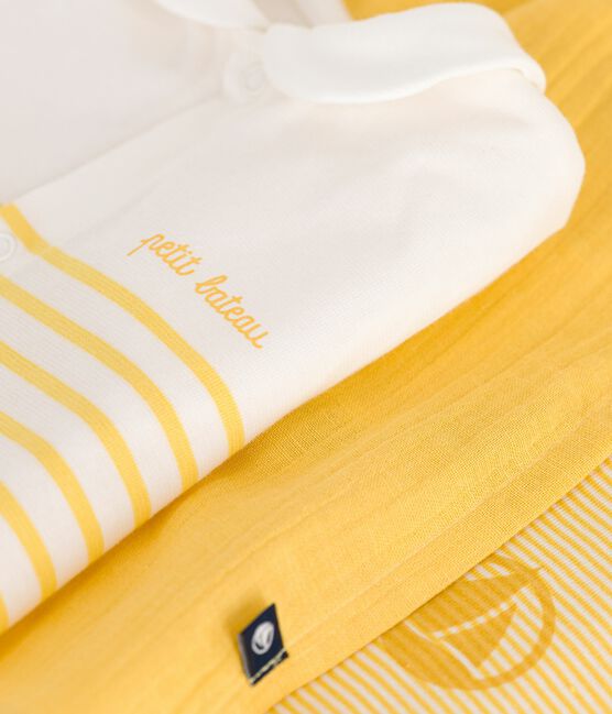 Estuche con conjunto de dos piezas, pelele corto y muselina, para recién nacido blanco MARSHMALLOW/ ORGE