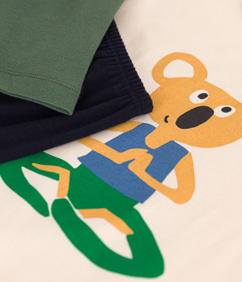 Pijama infantil liso de algod&oacute;n azul/multicolor