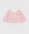 Camiseta de manga larga a rayas de algod&oacute;n para beb&eacute; rosa/crudo