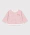Camiseta de manga larga a rayas de algod&oacute;n para beb&eacute; rosa/crudo