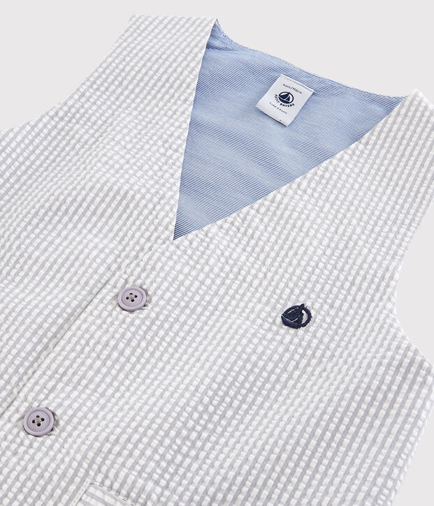 Chaleco de mil rayas de ni&ntilde;o gris/blanco