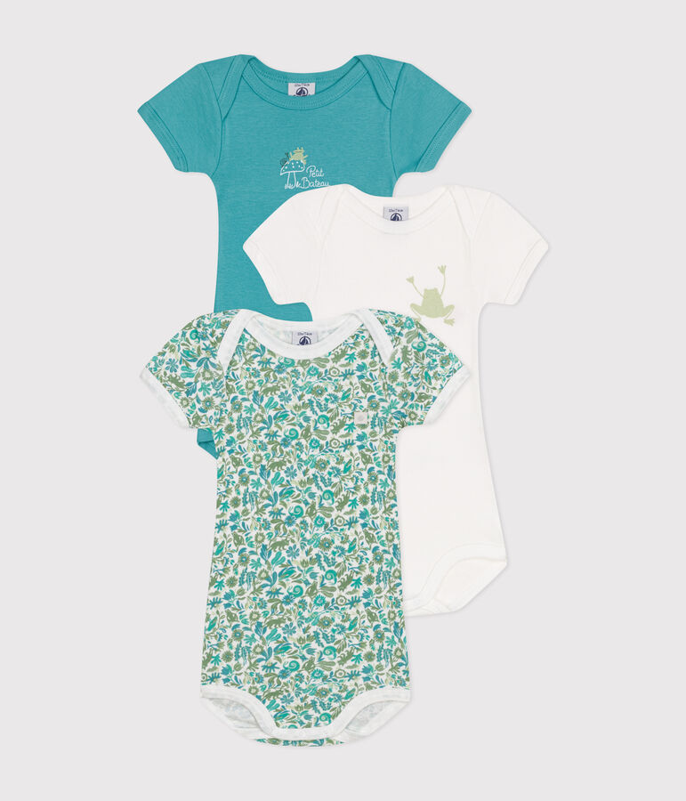 Juego de 3 bodis de beb&eacute; de manga corta de algod&oacute;n multicolor