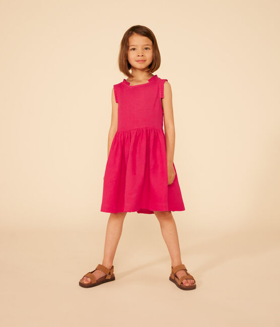 Vestido sin mangas de lino para niña rosa DELHI
