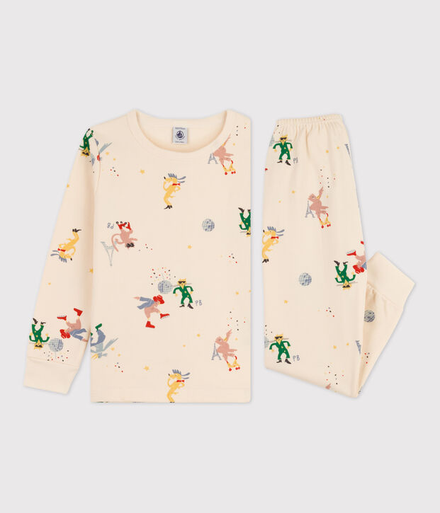 Pijama fosforescente de mulet&oacute;n de ni&ntilde;a/ni&ntilde;o crudo/multicolor