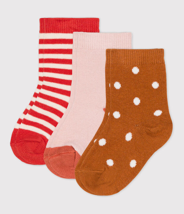 Juego de 3 pares de calcetines para beb&eacute; multicolor