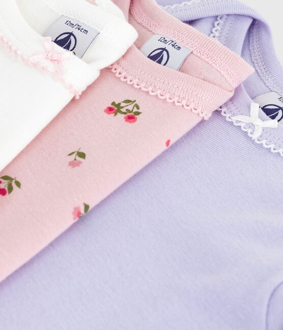 Juego de bodis de algodón de manga larga con estampado de flores para bebé variante 1
