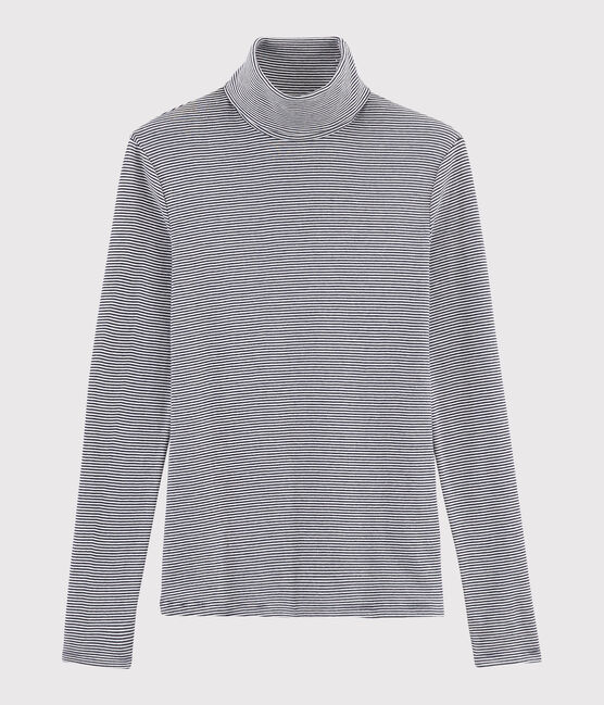 Camiseta de cuello alto emblemática de algodón de rayas de mujer | Petit Bateau