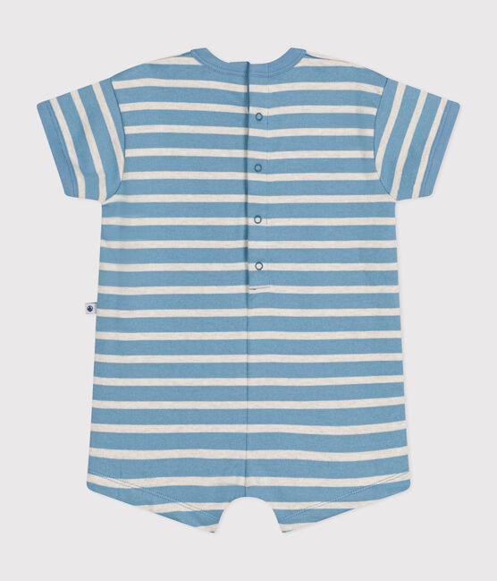 Mono corto de jersey grueso con rayas marineras para bebé AZUL/ MONTELIMAR