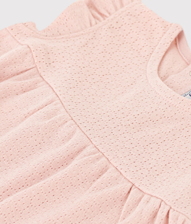 Blusa sin mangas de punto calado para beb&eacute; rosa