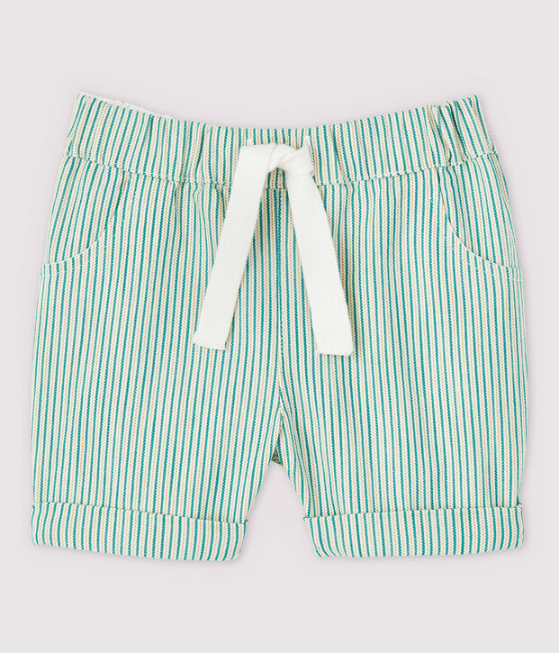 Pantal&oacute;n corto de sarga irresistible de beb&eacute; ni&ntilde;o blanco/verde