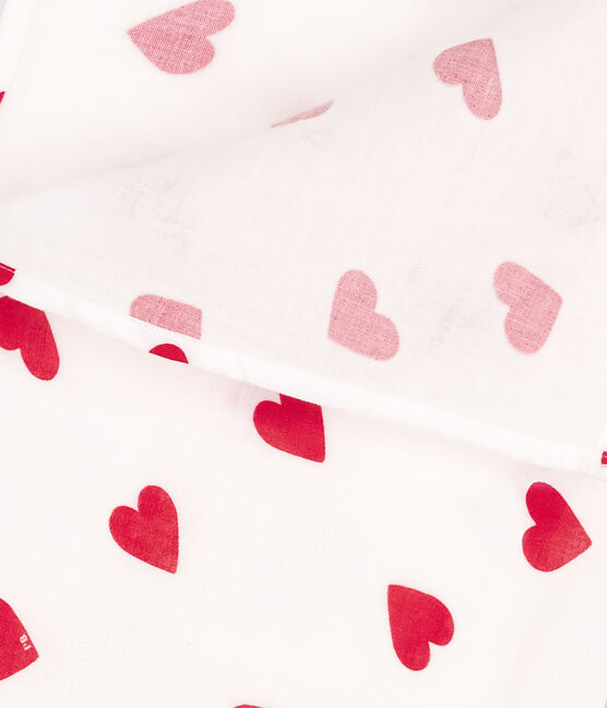 MUSELINA DE GASA DE ALGODÓN CON CORAZÓN PARA BEBÉ blanco MARSHMALLOW/rojo TERKUIT