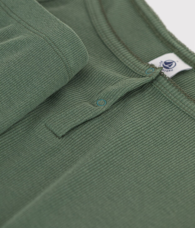 Pijama corto y top liso de algod&oacute;n y lyocell de mujer verde