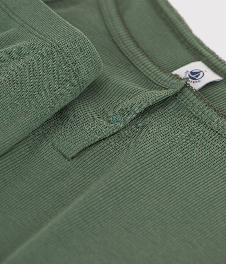 Pijama corto y top liso de algod&oacute;n y lyocell de mujer verde