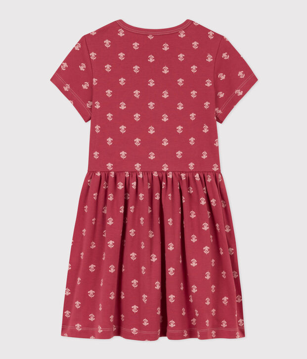 Vestido de algod&oacute;n estampado para ni&ntilde;a rosa/crudo