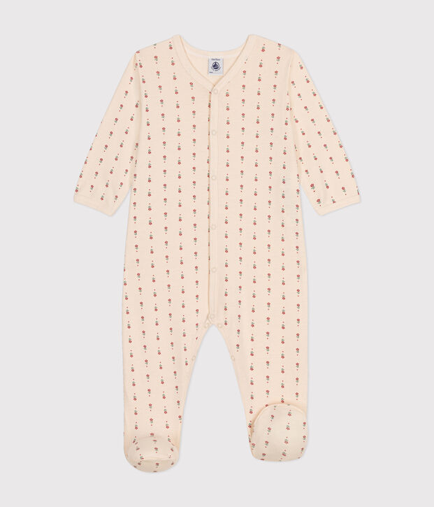 Pijama de algod&oacute;n con estampado de flor para beb&eacute; crudo/multicolor