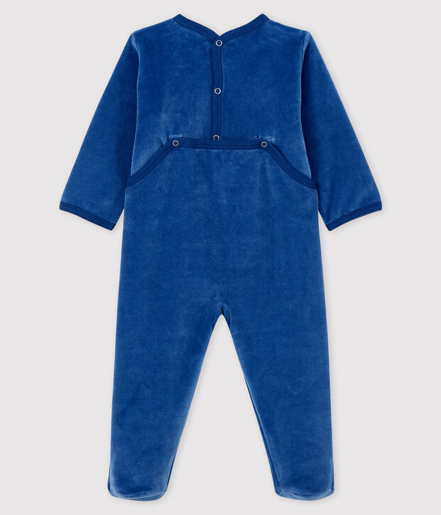 Pelele de terciopelo azul para beb&eacute; azul