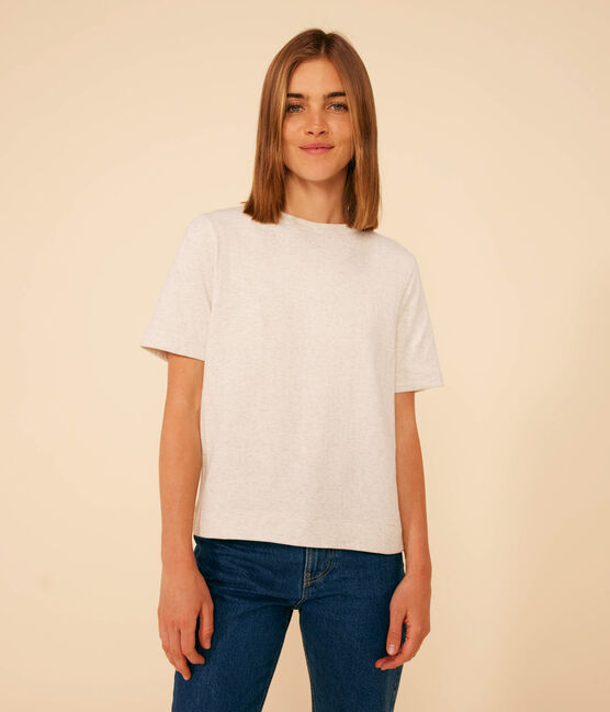 Camiseta la Boxy de algodón de mujer beige MONTELIMAR CHINE