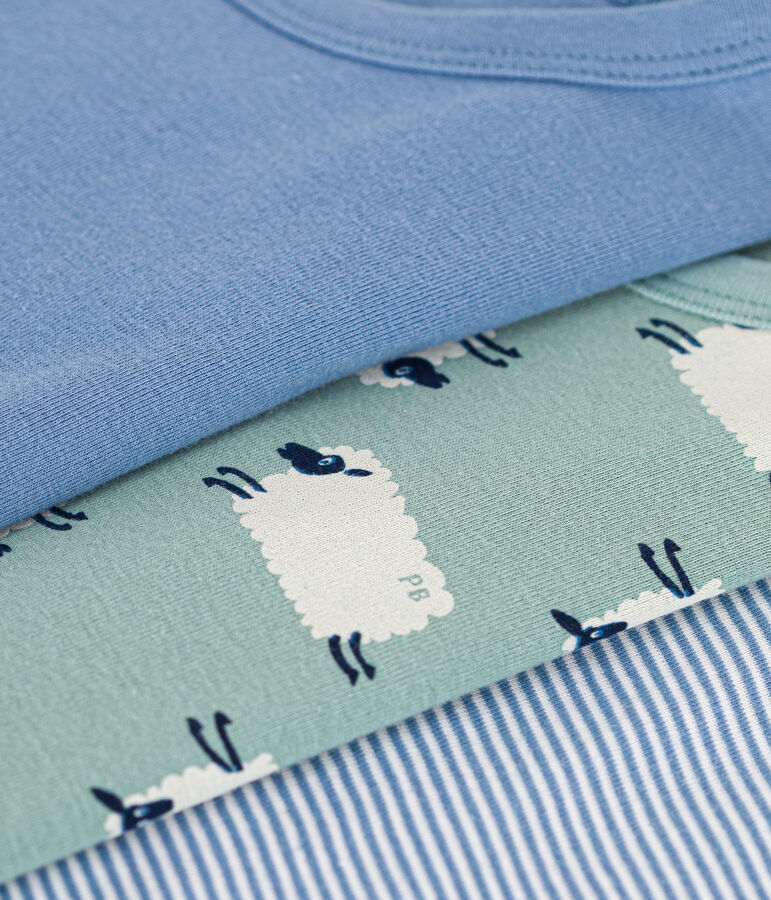 Juego de 3 camisetas infantiles de algod&oacute;n de manga corta con oveja multicolor